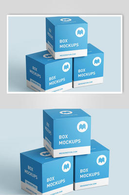 蓝色正方形白蓝纸盒样机 设计与功能解析